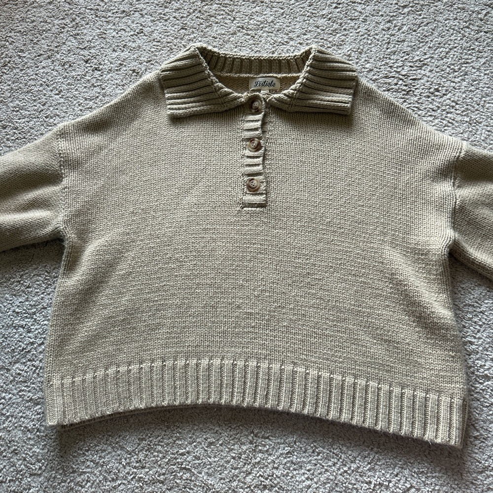 Listicle Cream Cowl Neck Sweater with Chunky Knit